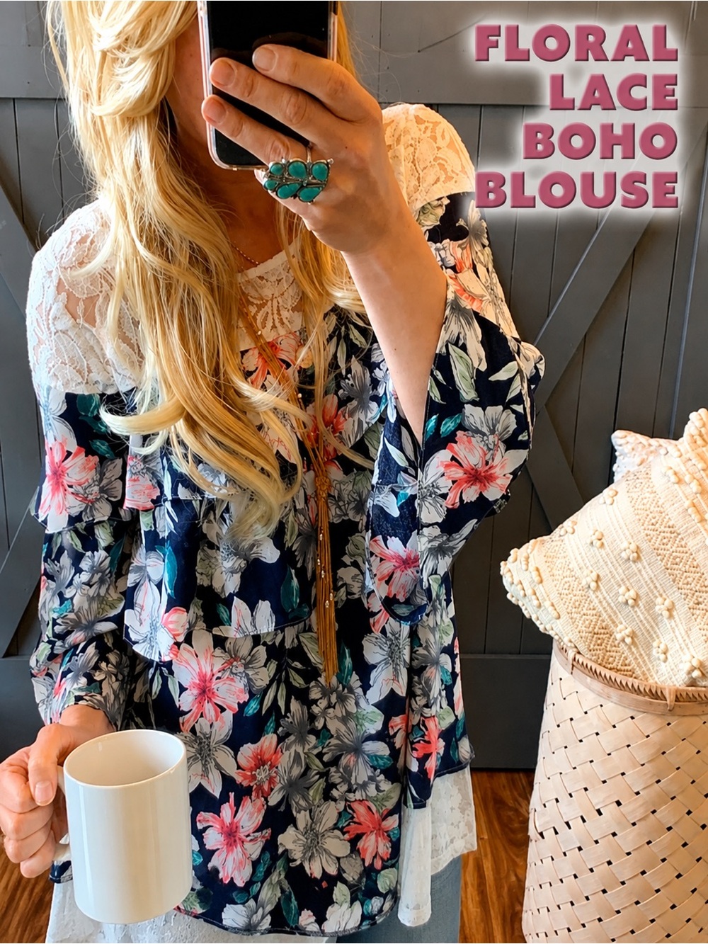 Floral Lace Boho Blouse